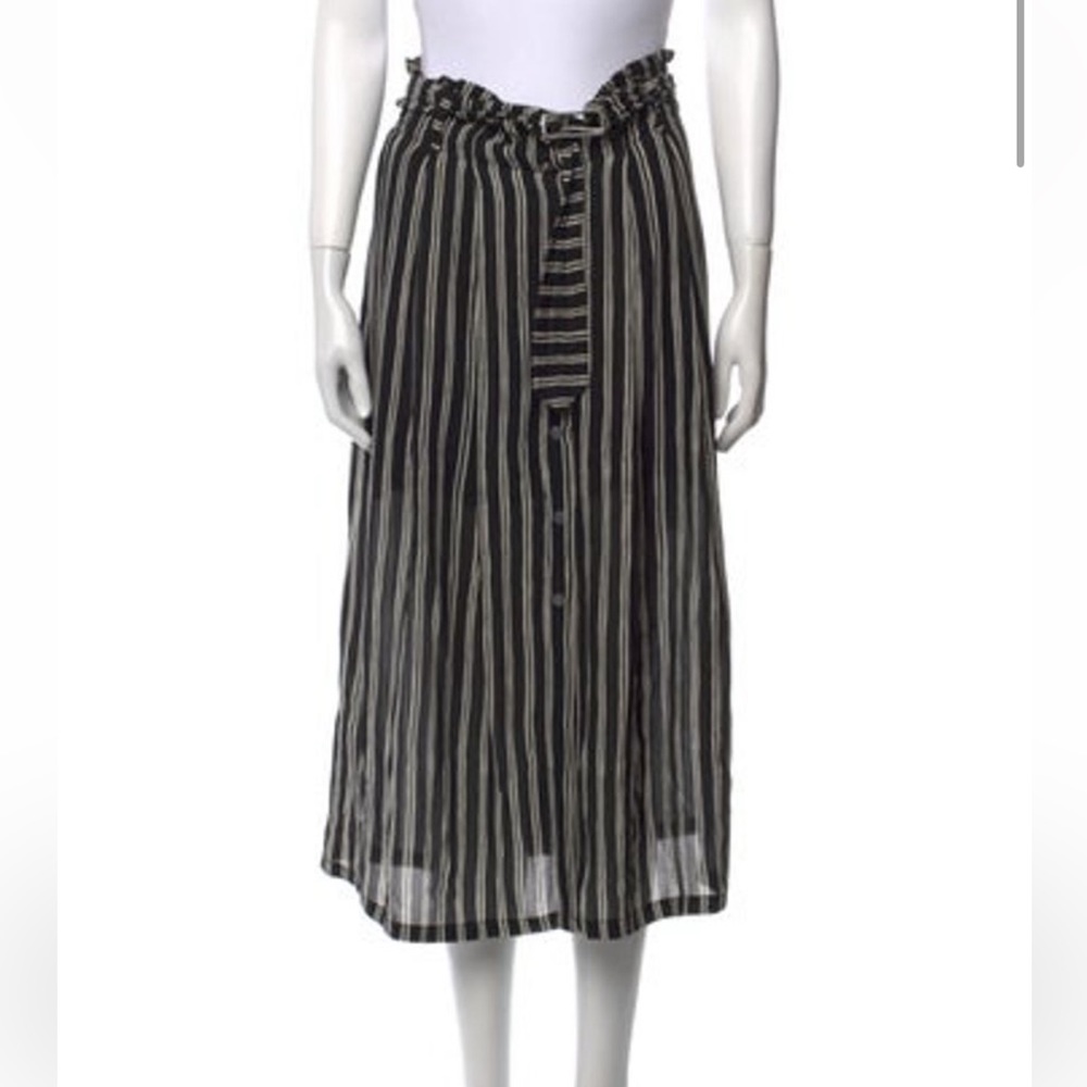 ALC black and white striped midi skirt